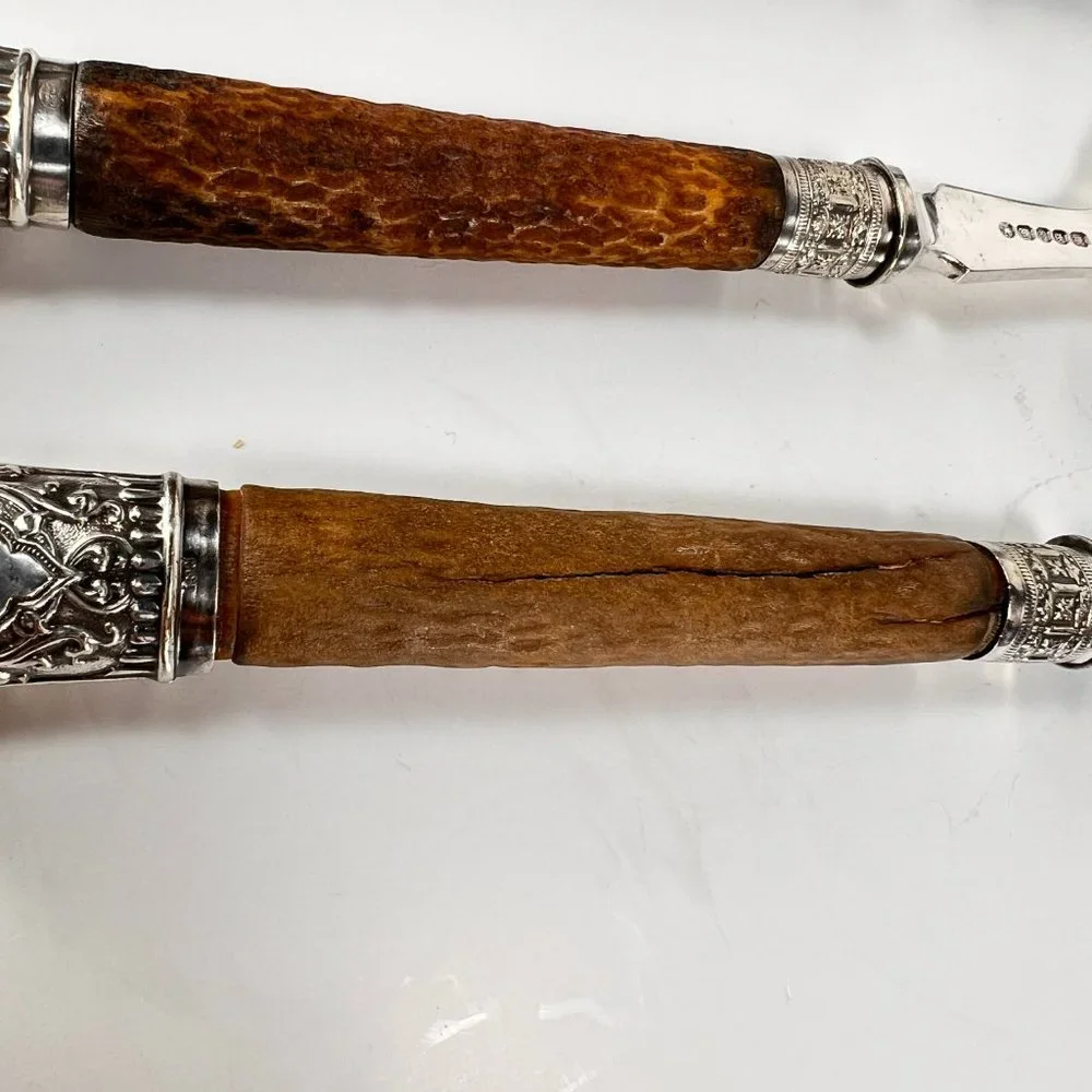 Vintage Antique Carving Set Harrison Bros & Howson 1880's Lot of 4